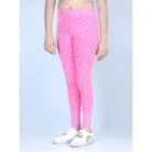 Girl’s Cotton Lycra Printed Elasticated Leggings (Pink)