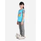 Girl’s Cotton Hosiery Printed Night Suit Set (Blue-Grey)