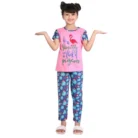 Girl’s Cotton Hosiery Printed Night Suit Set (Pink-Blue) – view 5