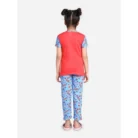 Girl’s Cotton Hosiery Printed Night Suit Set (Red-Blue) – view 4