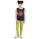Girl’s Cotton Hosiery Printed Night Suit Set (Navy-Green) – view 5