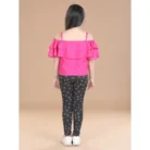 Girl’s Cotton Floral Elasticated Jegging and Top Set (Pink) – view 3