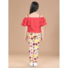 Girl’s Cotton Floral Elasticated Jegging and Top Set (Red) – view 4