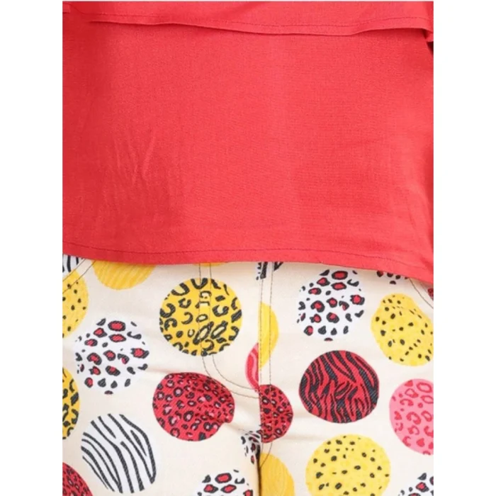 Girl’s Cotton Floral Elasticated Jegging and Top Set (Red) – view 3
