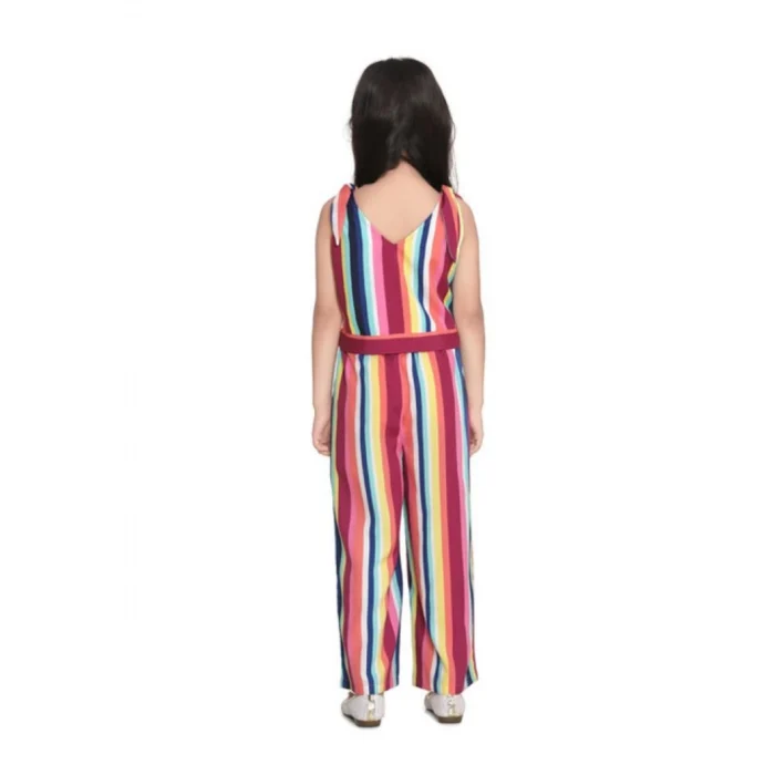 Girl’s Polyester Crepe Floral Cold Shoulder Crop Top and Pallazo Set (Multicolor) – view 4