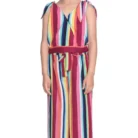 Girl’s Polyester Crepe Floral Cold Shoulder Crop Top and Pallazo Set (Multicolor)