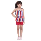 Girl’s Polyester Crepe Striped Tie Ups Shorts Set (Multicolor) – view 5