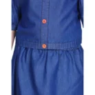 Girl’s Denim Solid Cold Shoulder Top and Skirt Set (Navy Blue) – view 4