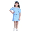 Girl’s Denim Solid Cold Shoulder Top and Skirt Set (Light Blue) – view 5