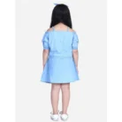 Girl’s Denim Solid Cold Shoulder Top and Skirt Set (Light Blue) – view 4