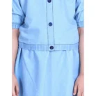 Girl’s Denim Solid Cold Shoulder Top and Skirt Set (Light Blue) – view 2
