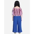 Girl’s Rayon Solid Bell Sleeve Top with Culottes (Purple-Blue) – view 5
