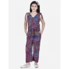 Girl’s Polyester Crepe Floral Short Sleeve Set (Multicolor)
