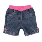 Girl’s Denim Lace Inserts Sleeveless Shorts (Blue-Pink)